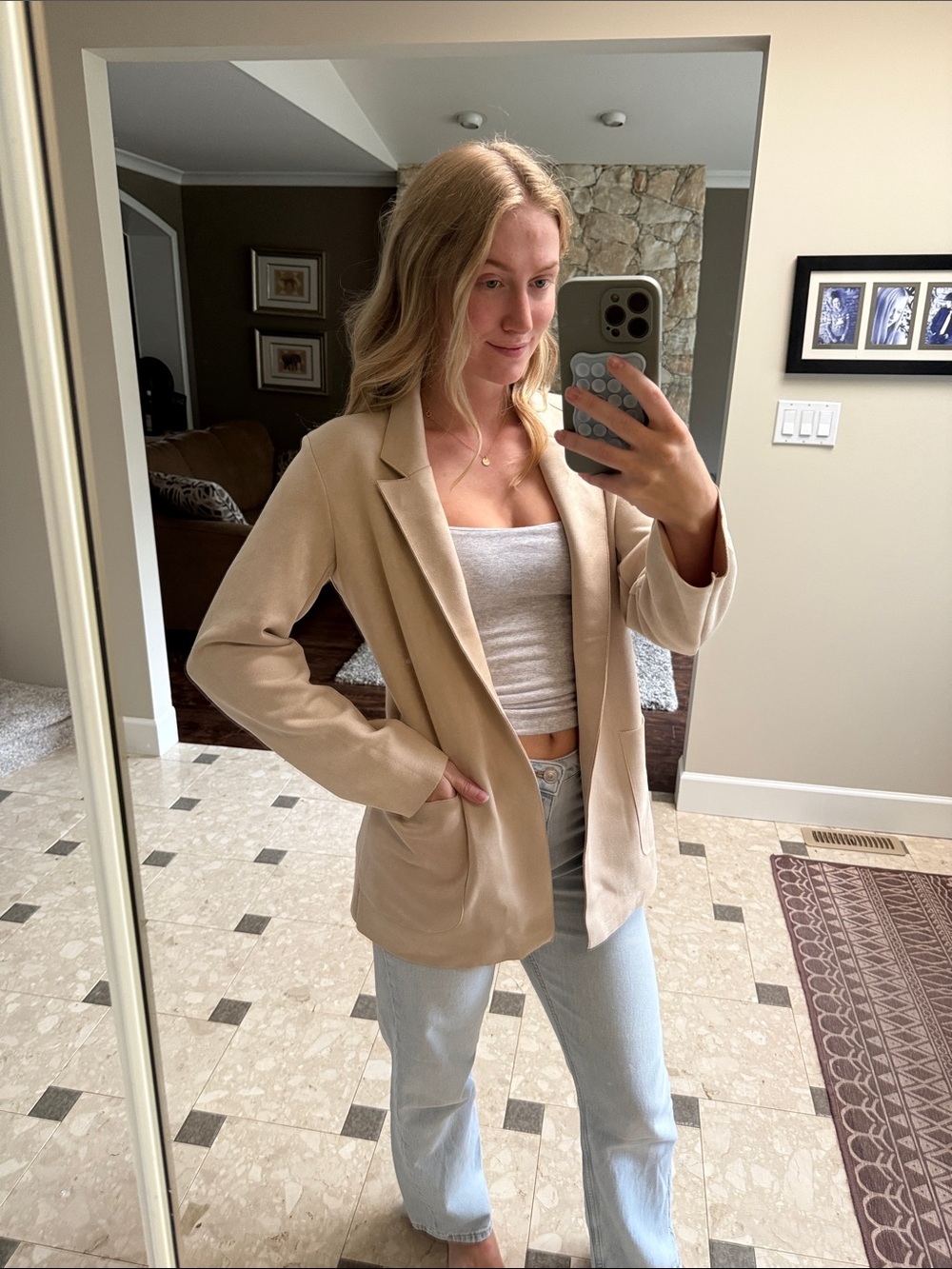 Zara Beige Tailored Blazer Jacket